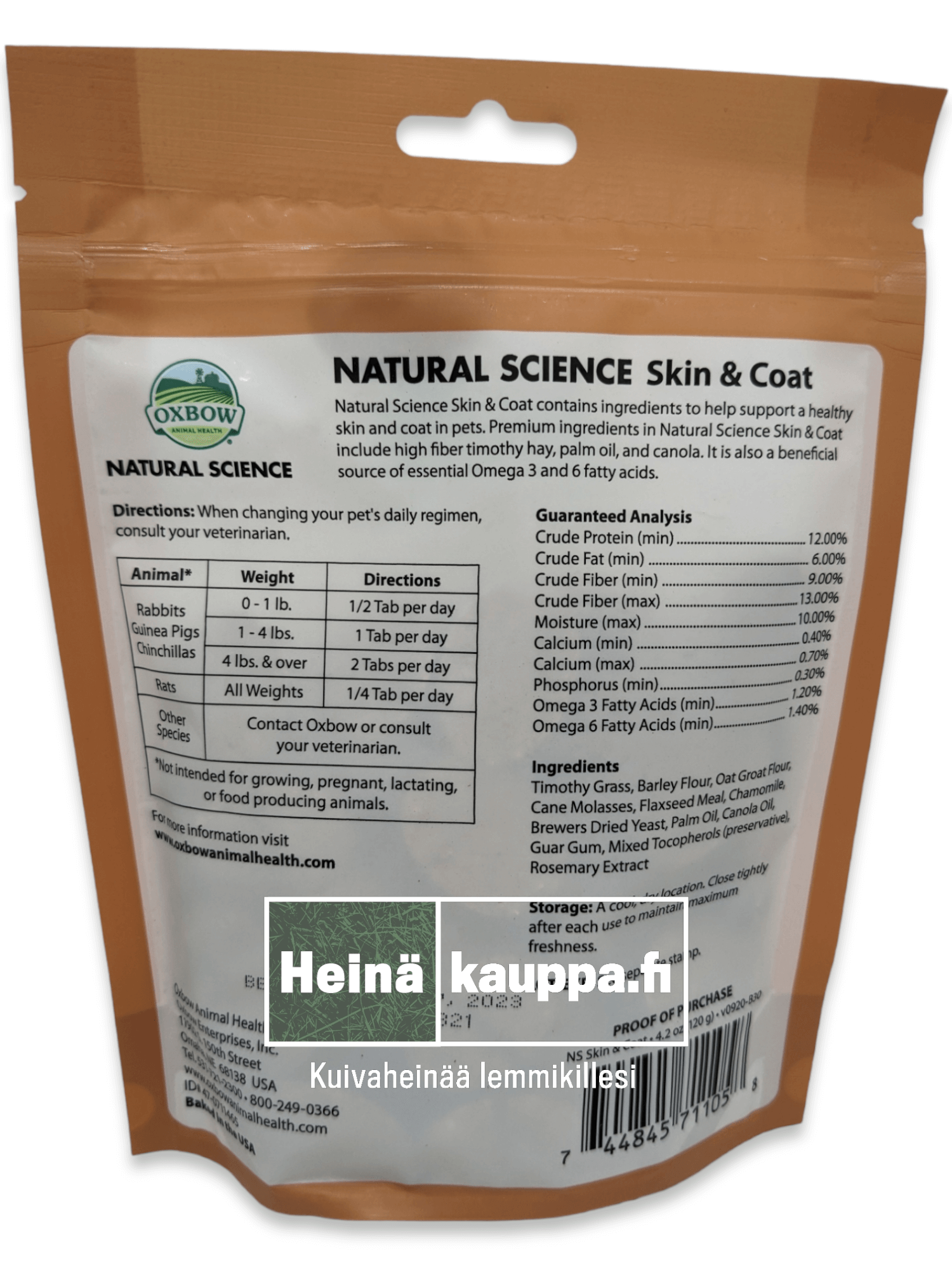 Oxbow natural science skin and coat